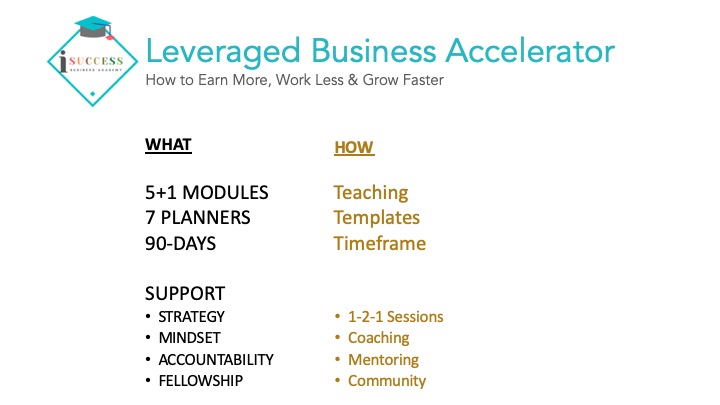 isuccess leveraged business accelerator program design