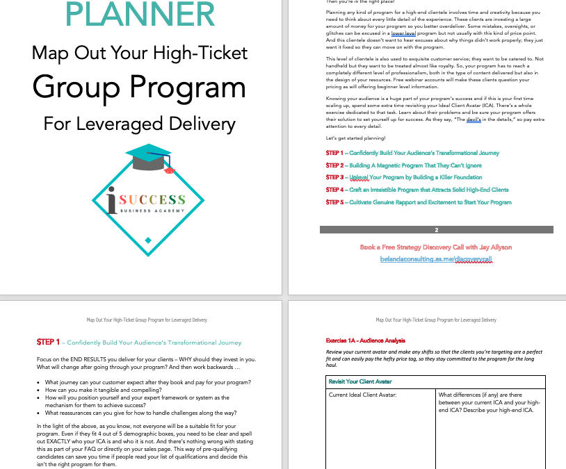 iSuccess high end group program planner