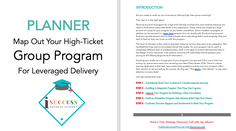 iSuccess high end group program planner