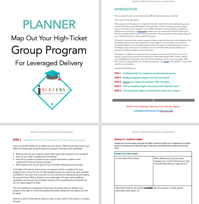 iSuccess high end group program planner